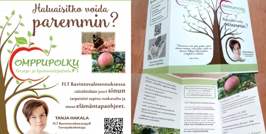 monisivuinen esite Omppupolku