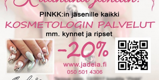 Jadeia lehtimainos graafinen suunnittelu