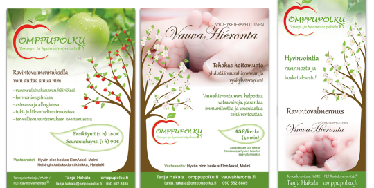 omppupolku flyer ja roll-up